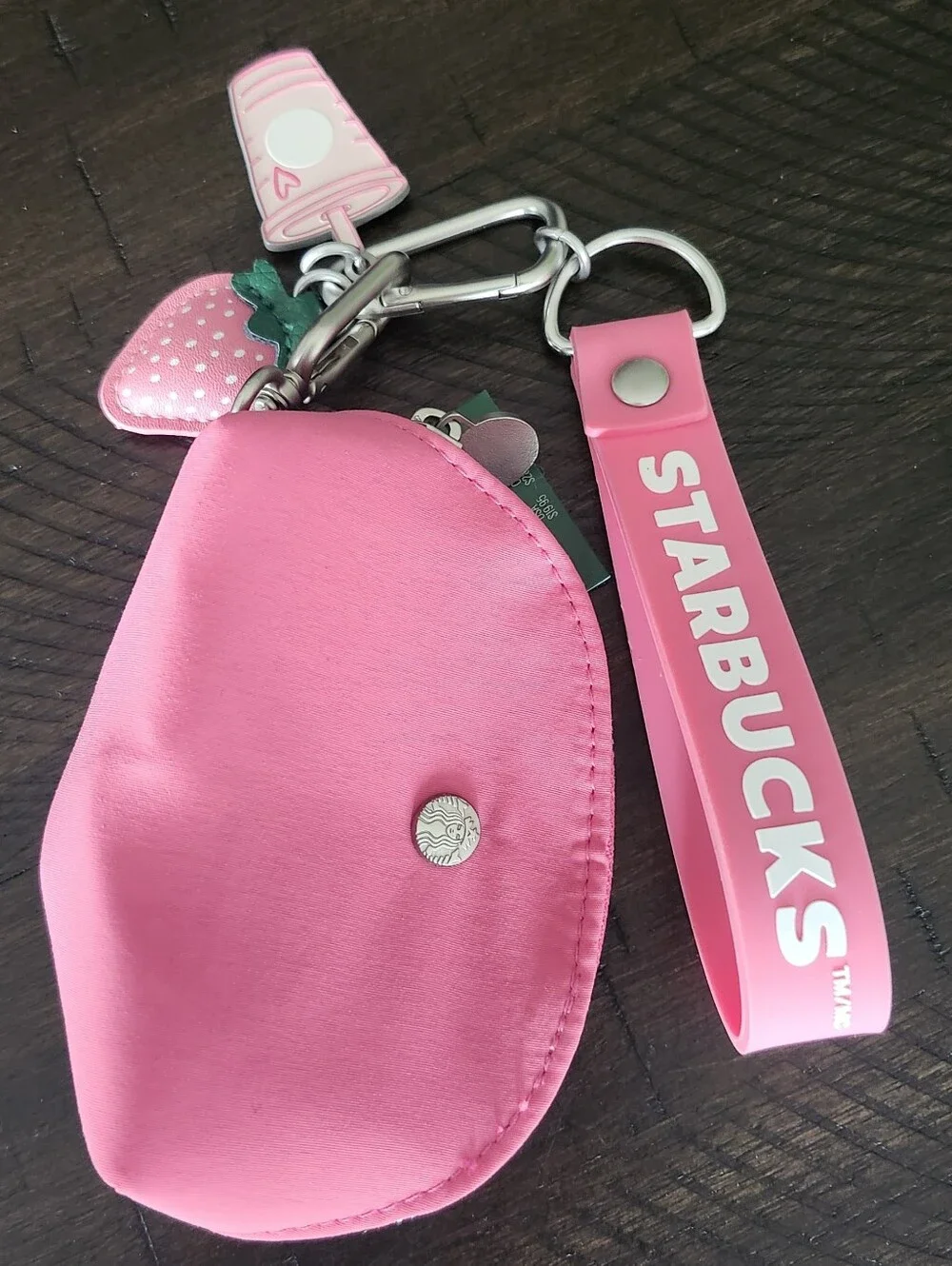 Starbucks Pink Pouch Coin Purse Wristlet Keychain